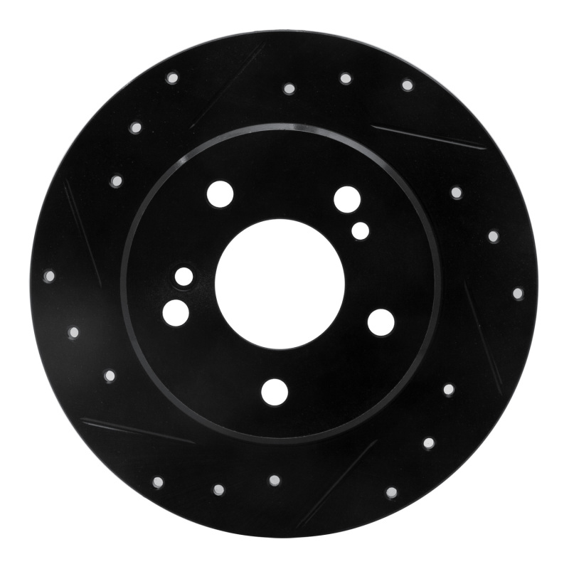 Hyundai XG350 Brake Rotor (1) - Front Left - R1 Concepts - Drilled & Slotted - Black - `01-`03